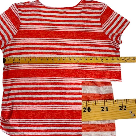 Faded Glory Orange & White Striped Burnout Tee Shirt Size XXL (20) - Picture 8 of 11